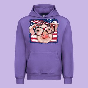 American Flag Pig Urban Hoodie Designed By Ranaportraitstore