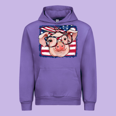 American Flag Pig Urban Hoodie Designed By Ranaportraitstore