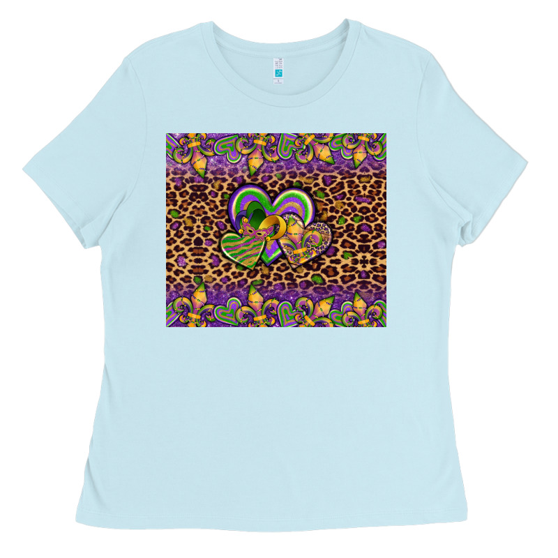 Mardi Gras Fleur De Lis Hearts Leopard Glitter Ladies Tee by Artiststas | Teevron