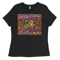 Black mardi gras fleur de lis hearts leopard glitter Ladies Tee - Artiststas