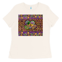 Bone mardi gras fleur de lis hearts leopard glitter Ladies Tee - Artiststas