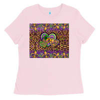 Bubblegum Pink mardi gras fleur de lis hearts leopard glitter Ladies Tee - Artiststas