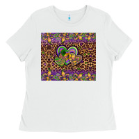 White mardi gras fleur de lis hearts leopard glitter Ladies Tee - Artiststas