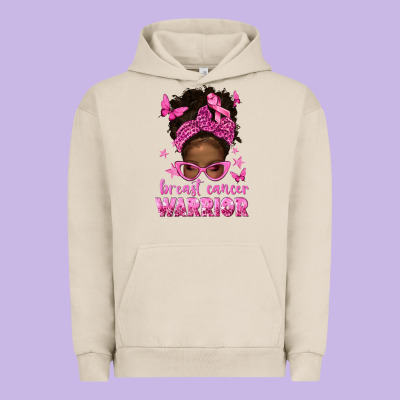 Afro Messy Bun Breast Cancer Warrior Urban Hoodie Designed By Texasbilliewilder