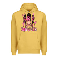 Antique Gold breast cancer survivor afro messy bun Premium Hoodie - texasbilliewilder