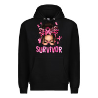 Black breast cancer survivor afro messy bun Premium Hoodie - texasbilliewilder