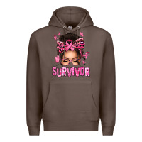 Coffee breast cancer survivor afro messy bun Premium Hoodie - texasbilliewilder