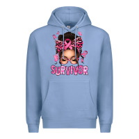 Colony Blue breast cancer survivor afro messy bun Premium Hoodie - texasbilliewilder