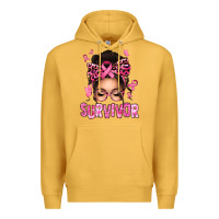 Mustard breast cancer survivor afro messy bun Premium Hoodie - texasbilliewilder