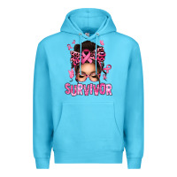 Ocean Blue breast cancer survivor afro messy bun Premium Hoodie - texasbilliewilder