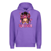 Purple breast cancer survivor afro messy bun Premium Hoodie - texasbilliewilder