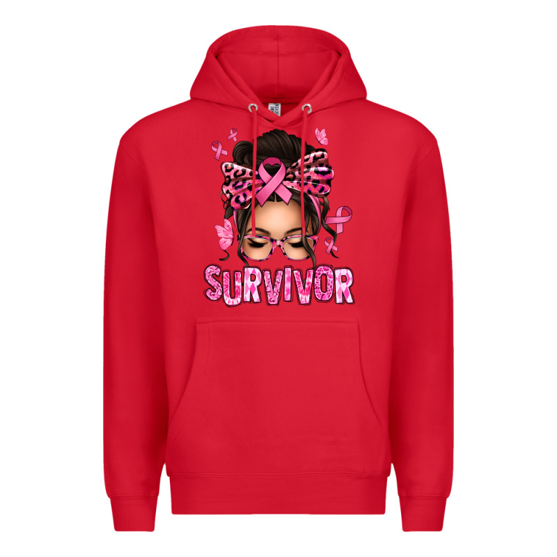 Breast Cancer Survivor Afro Messy Bun Premium Hoodie by texasbilliewilder | Teevron
