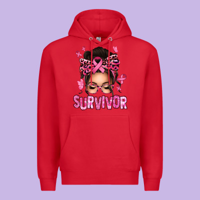 Breast Cancer Survivor Afro Messy Bun Premium Hoodie Designed By Texasbilliewilder