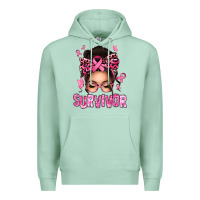 Seafoam breast cancer survivor afro messy bun Premium Hoodie - texasbilliewilder