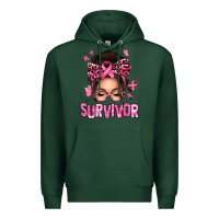 Sports Green breast cancer survivor afro messy bun Premium Hoodie - texasbilliewilder