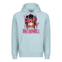 Blue Mist breast cancer survivor afro messy bun Premium Hoodie - texasbilliewilder