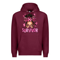 Burgundy breast cancer survivor afro messy bun Premium Hoodie - texasbilliewilder