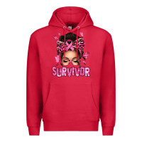 Cardinal breast cancer survivor afro messy bun Premium Hoodie - texasbilliewilder