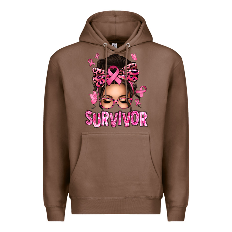 Breast Cancer Survivor Afro Messy Bun Premium Hoodie by texasbilliewilder | Teevron