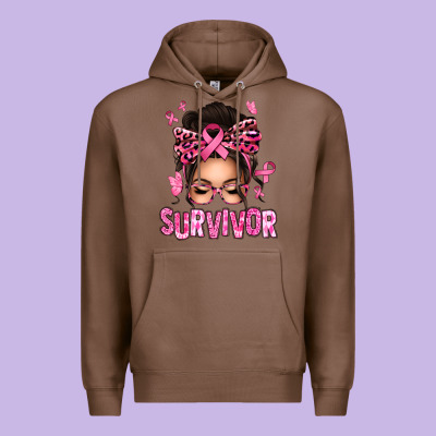 Breast Cancer Survivor Afro Messy Bun Premium Hoodie Designed By Texasbilliewilder