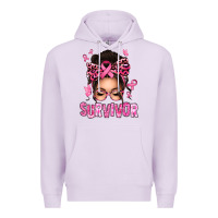 Lilac breast cancer survivor afro messy bun Premium Hoodie - texasbilliewilder