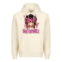 Sandshell breast cancer survivor afro messy bun Premium Hoodie - texasbilliewilder