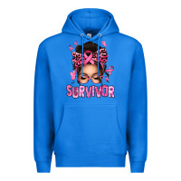 True Royal breast cancer survivor afro messy bun Premium Hoodie - texasbilliewilder