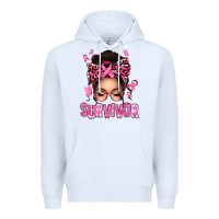 White breast cancer survivor afro messy bun Premium Hoodie - texasbilliewilder