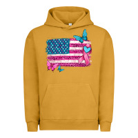 Pigment Peanut Butter American flag breast cancer with ribbon Urban Hoodie - texasbilliewilder