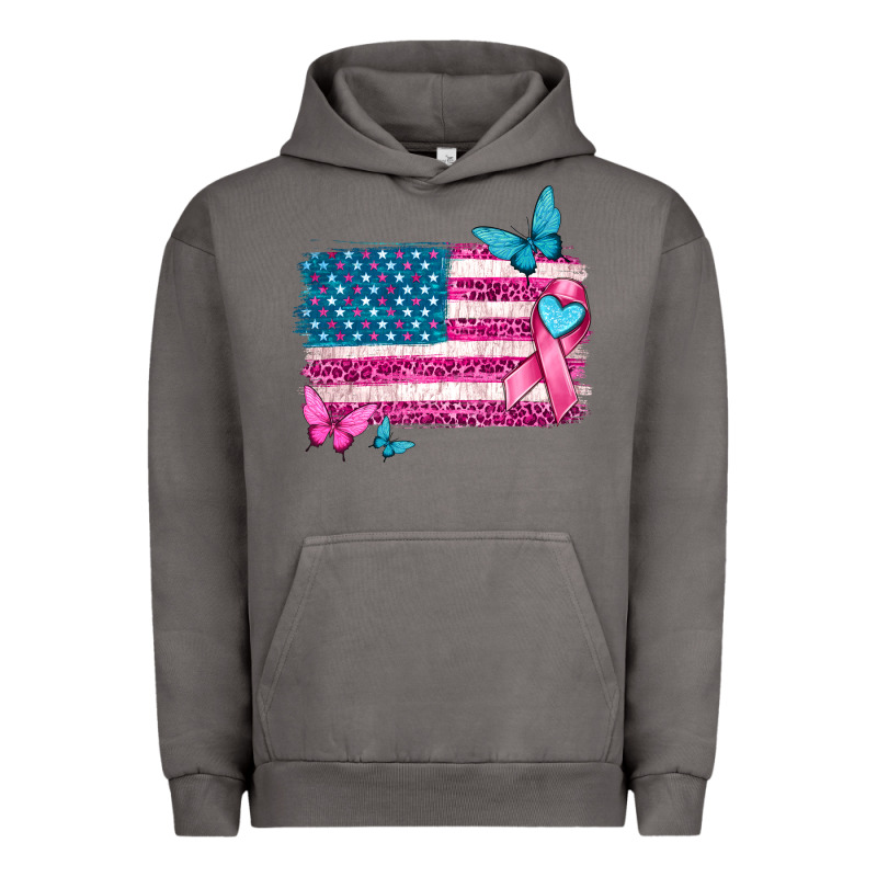 American Flag Breast Cancer With Ribbon Urban Hoodie by texasbilliewilder | Teevron