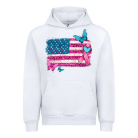 White American flag breast cancer with ribbon Urban Hoodie - texasbilliewilder