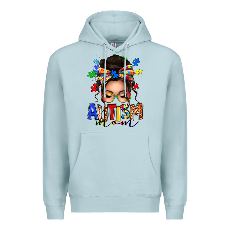 Autism Mom Afro Messy Bun Premium Hoodie by texasbilliewilder | Teevron