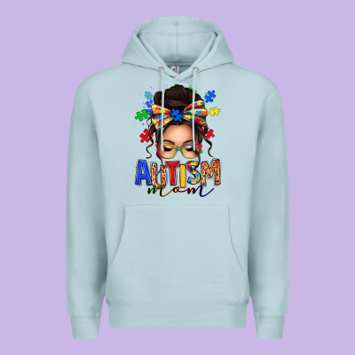 Autism Mom Afro Messy Bun Premium Hoodie Designed By Texasbilliewilder