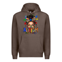 Coffee autism mom afro messy bun Premium Hoodie - texasbilliewilder