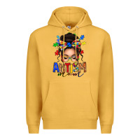 Mustard autism mom afro messy bun Premium Hoodie - texasbilliewilder