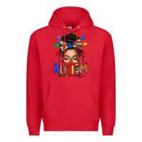 Red autism mom afro messy bun Premium Hoodie - texasbilliewilder