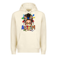 Sandshell autism mom afro messy bun Premium Hoodie - texasbilliewilder