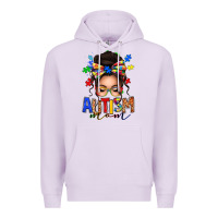 Lilac autism mom afro messy bun Premium Hoodie - texasbilliewilder