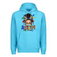 Ocean Blue autism mom afro messy bun Premium Hoodie - texasbilliewilder