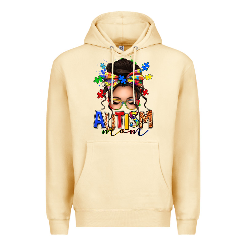 Autism Mom Afro Messy Bun Premium Hoodie by texasbilliewilder | Teevron