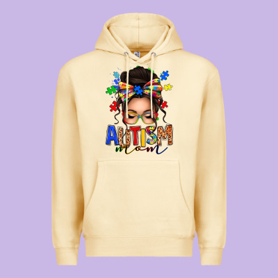 Autism Mom Afro Messy Bun Premium Hoodie Designed By Texasbilliewilder