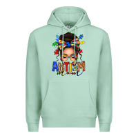 Seafoam autism mom afro messy bun Premium Hoodie - texasbilliewilder