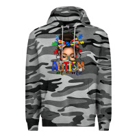 Slate Camo autism mom afro messy bun Premium Hoodie - texasbilliewilder