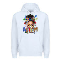 White autism mom afro messy bun Premium Hoodie - texasbilliewilder