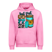 Fuchsia Pink but first coffee Urban Hoodie - Zillion Design Studio