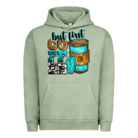 Pigment Oil Green but first coffee Urban Hoodie - Zillion Design Studio