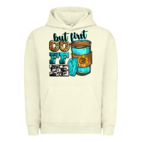 Pigment Pistachio but first coffee Urban Hoodie - Zillion Design Studio