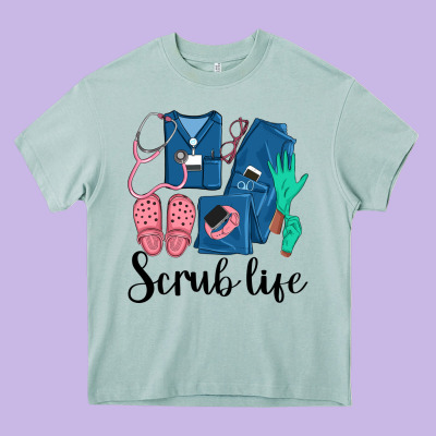Scrub Life Nurse Heavy Core Tee Designed By Lillyallendesigns
