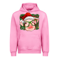 Fuchsia Pink christmas pig Urban Hoodie - RanaPortraitStore