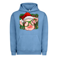 Pigment Pebble Blue christmas pig Urban Hoodie - RanaPortraitStore